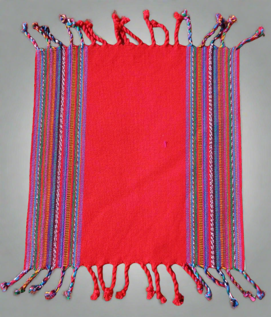 Handwoven Jaspe minimalist coaster with Colorful Edges