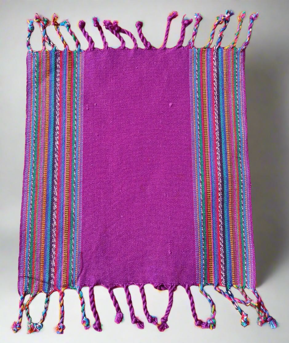 Handwoven Jaspe minimalist coaster with Colorful Edges