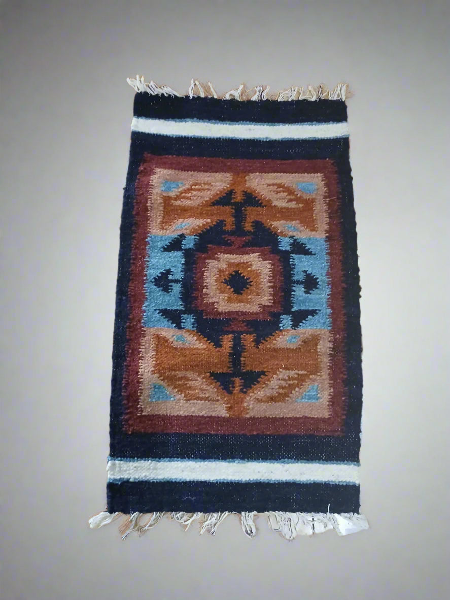 Small handwoven Mayan rug – Geometric Heritage Design