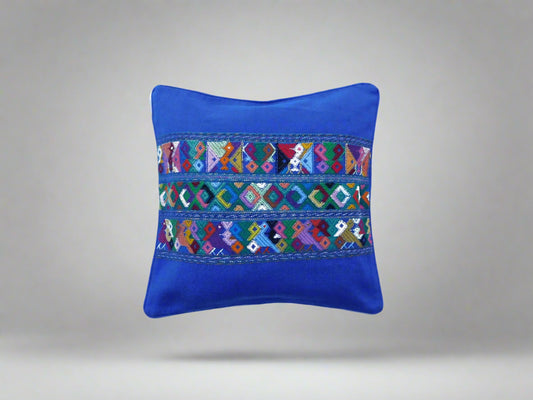 Blue Embroidered Mayan Pattern Pillows
