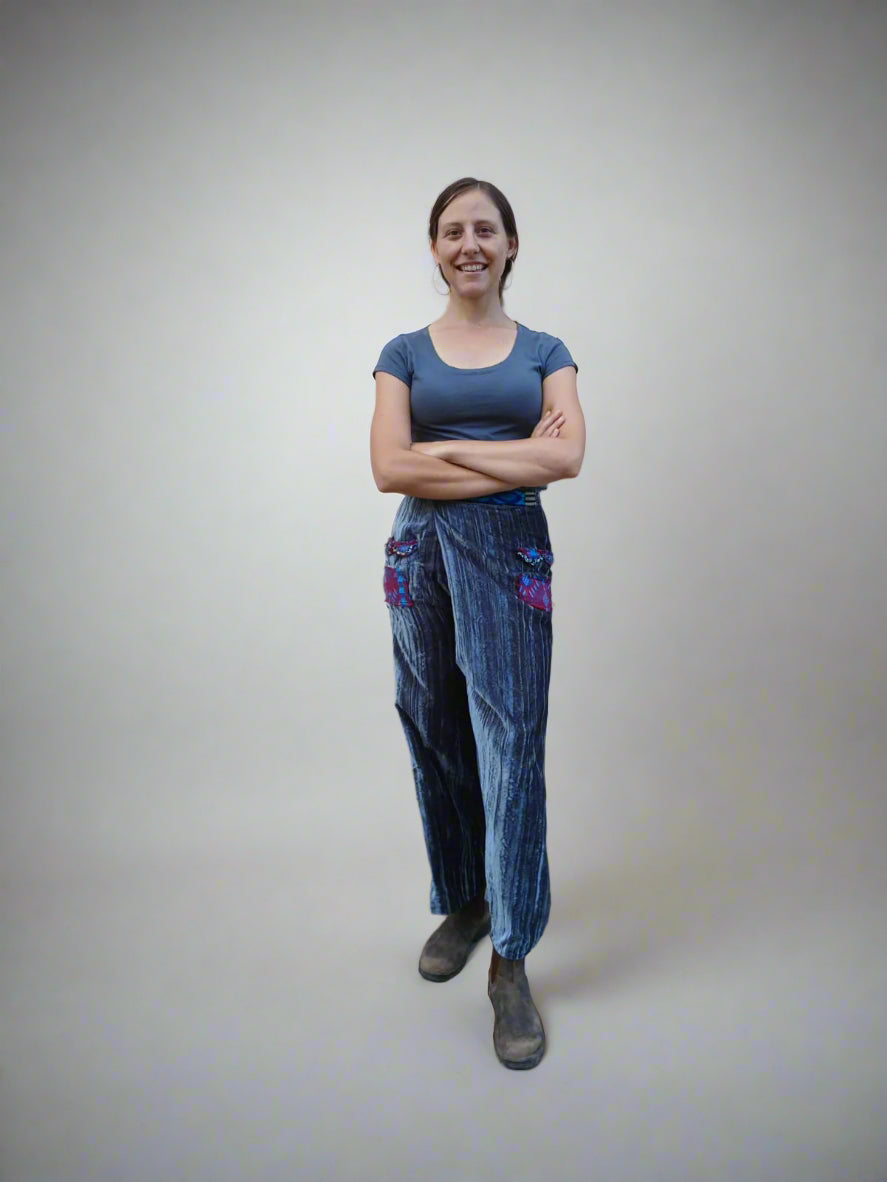 Iridescent Pants with Mayan Textile Details – Handmade in Guatemala