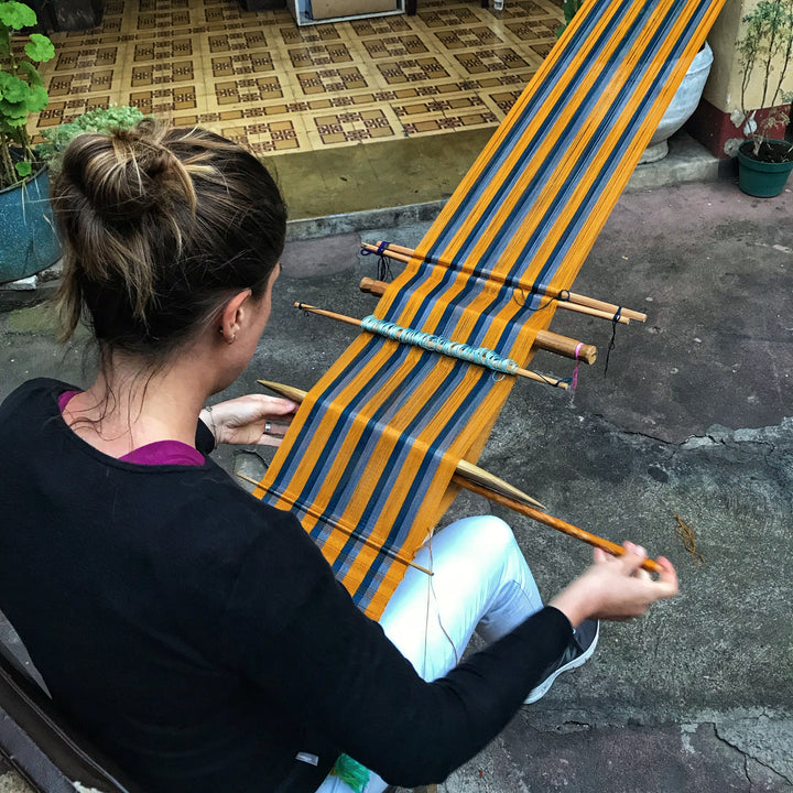 slow fashion weaving a scarf in Guatemala