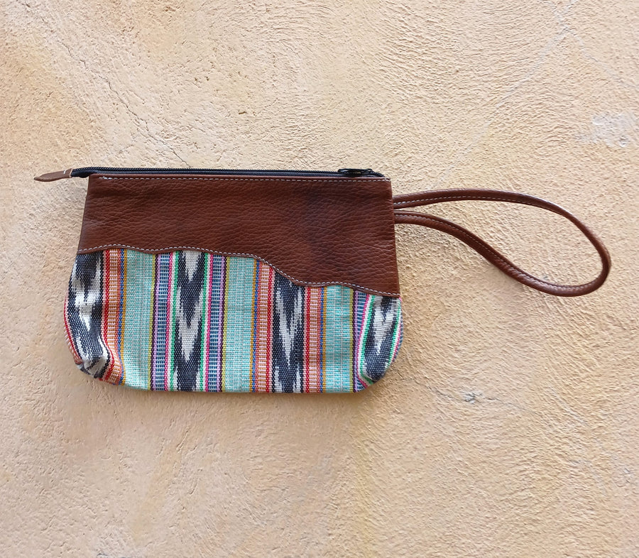 Upcycled Striped Leather Clutch