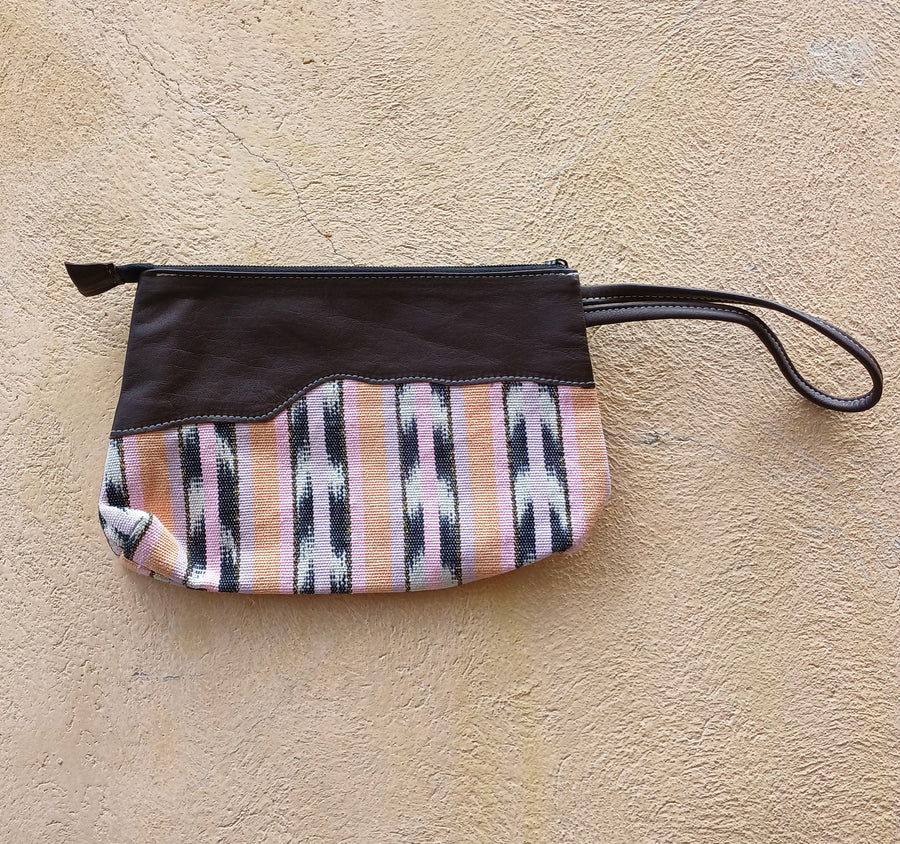 Upcycled Striped Leather Clutch