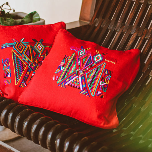Handwoven Cushion Cover - Embroidery