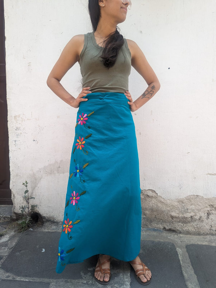 Embroidered Wrap Skirt