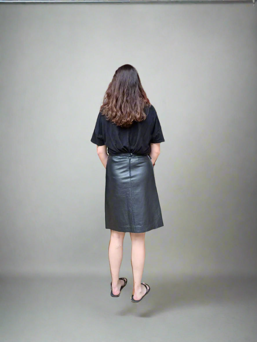Premium Leather Skirt with Mayan Textile Detaile