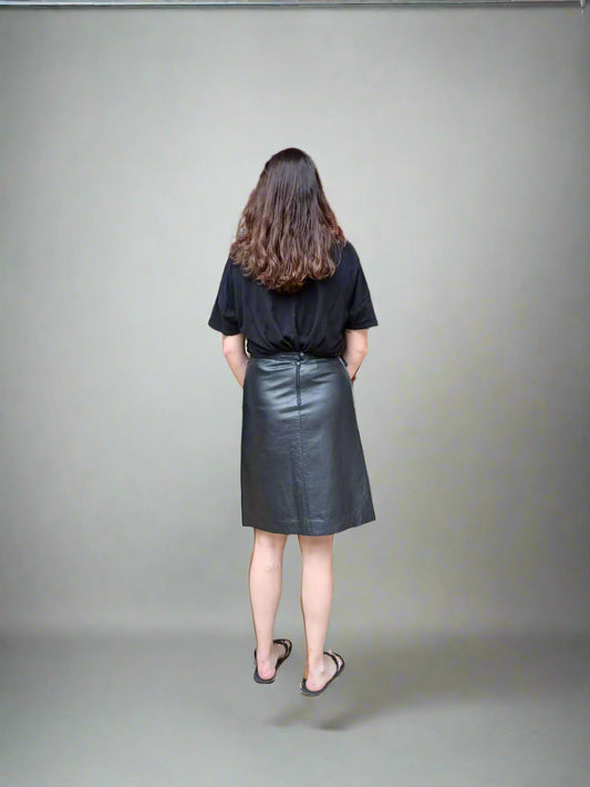 Premium Leather Skirt with Mayan Textile Detaile