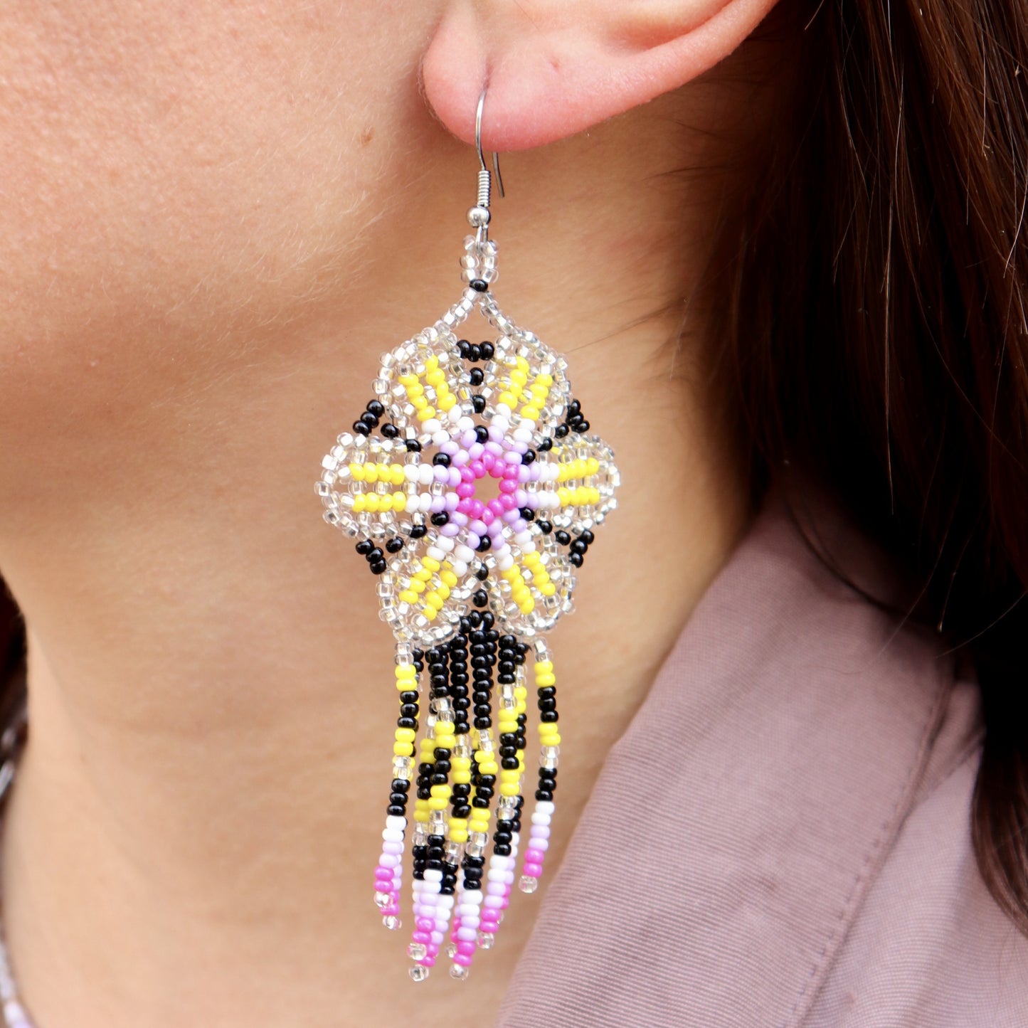 Beaded Earrings - Flowers