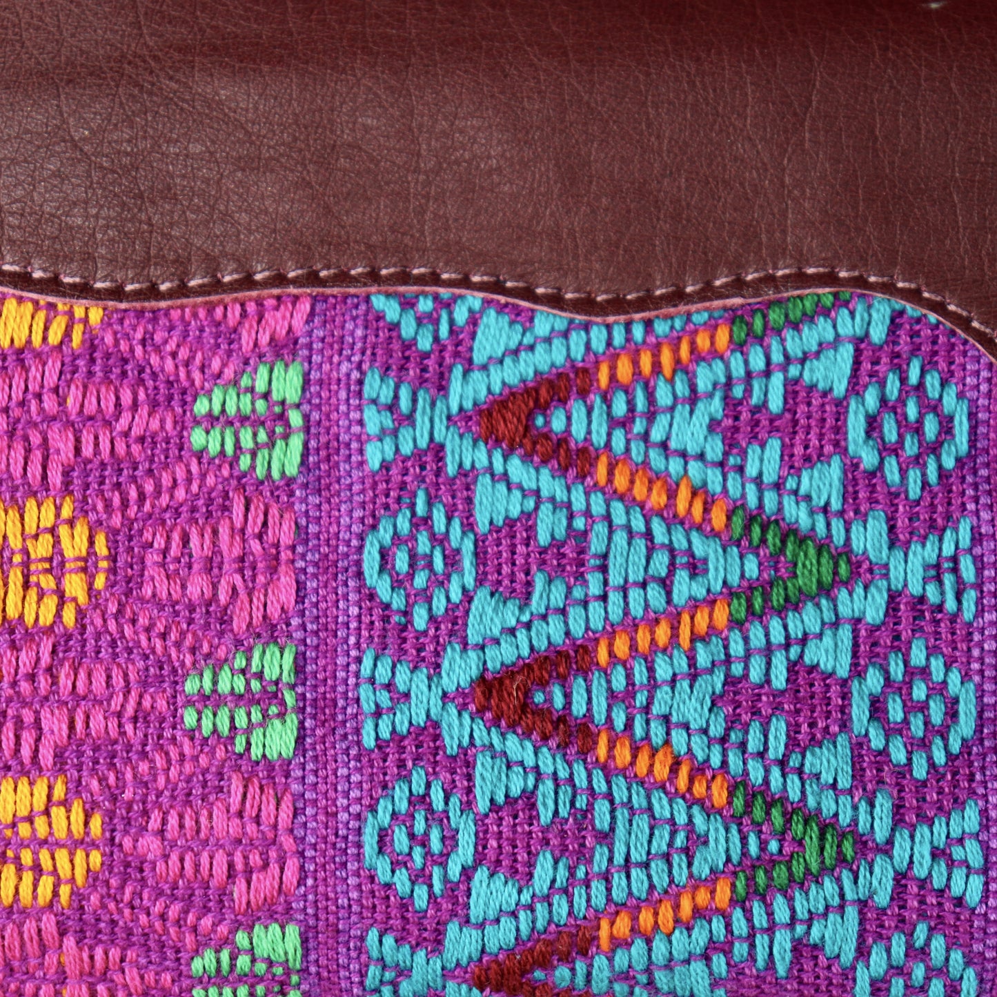 Cartera de cuero - Huipil con dos bolsillos