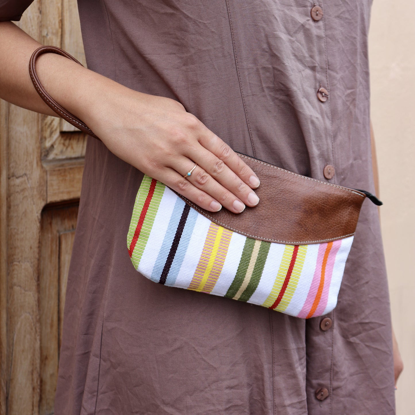 Cartera de cuero - Rayas