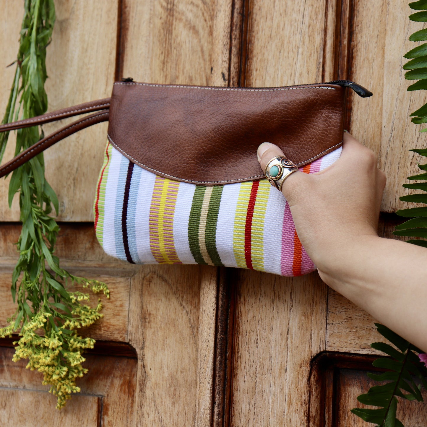 Cartera de cuero - Rayas