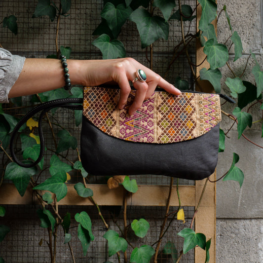 Leather Clutch - Huipil