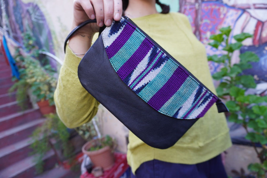 Upcycled Huipil Leather Clutch