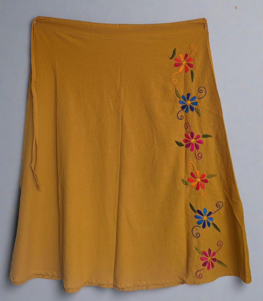 Embroidered Wrap Skirt