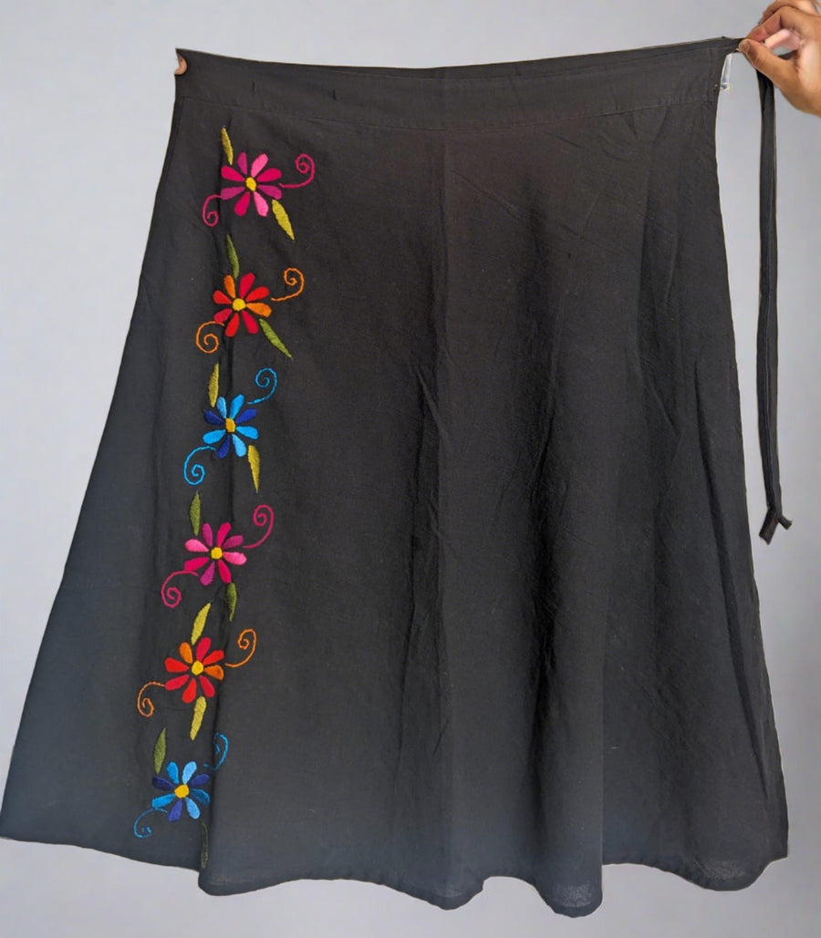 Embroidered Wrap Skirt