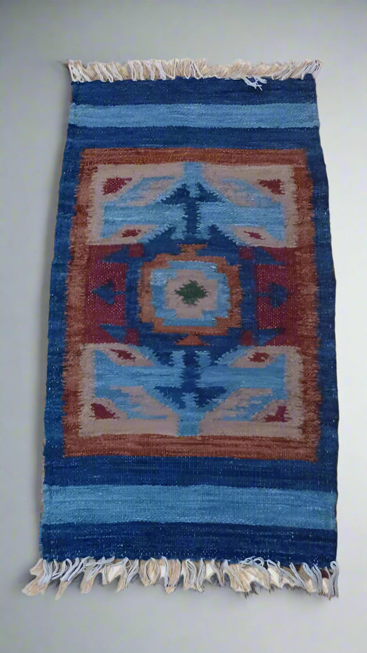 Small handwoven Mayan rug  – Geometric Heritage Design