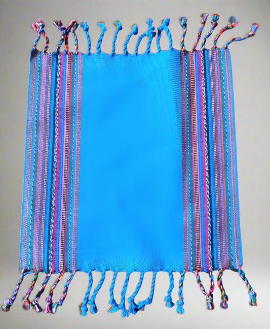 Handwoven Jaspe minimalist coaster with Colorful Edges