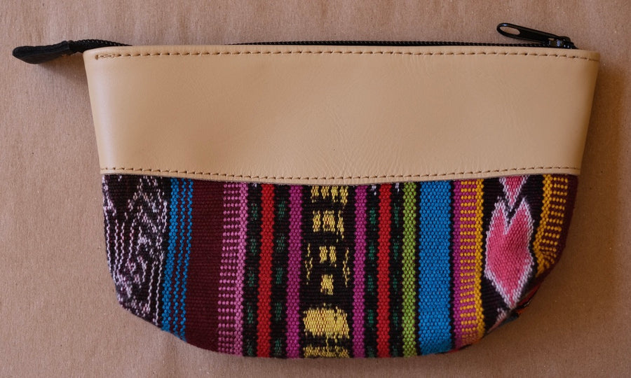 Leather and Handwoven Pouch