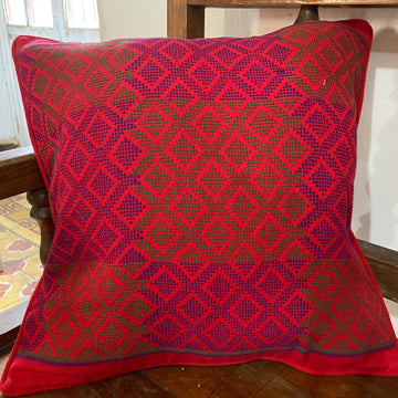 Red Diamonds Cushion Cover
