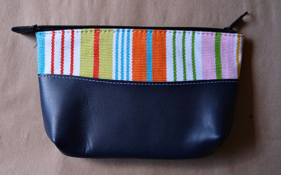 Leather and Handwoven Pouch