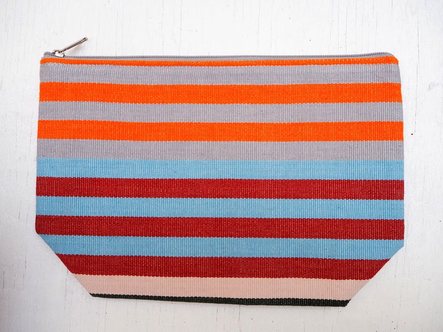 Upcycled Large Striped Beauty Bag